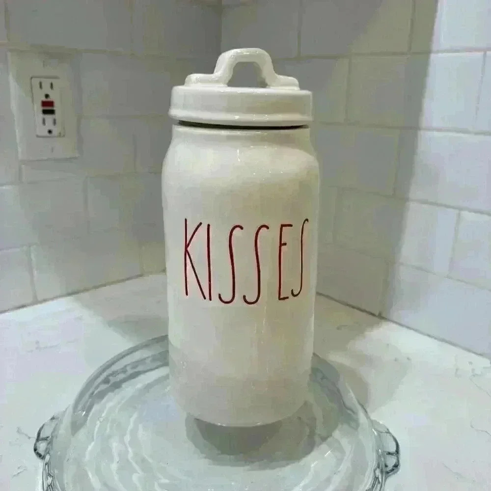 Rae Dunn Tall KISSES Canister New